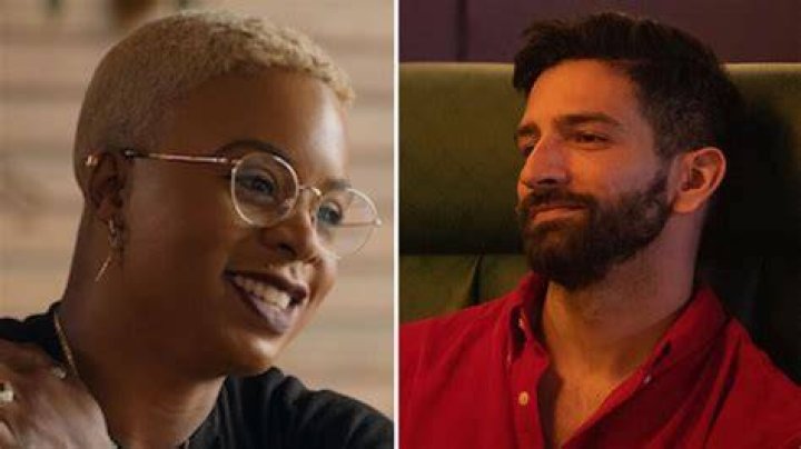 Ashleigh Warren and Krishnanand Kelkar sit together outdoors on Max's 'Swiping America'