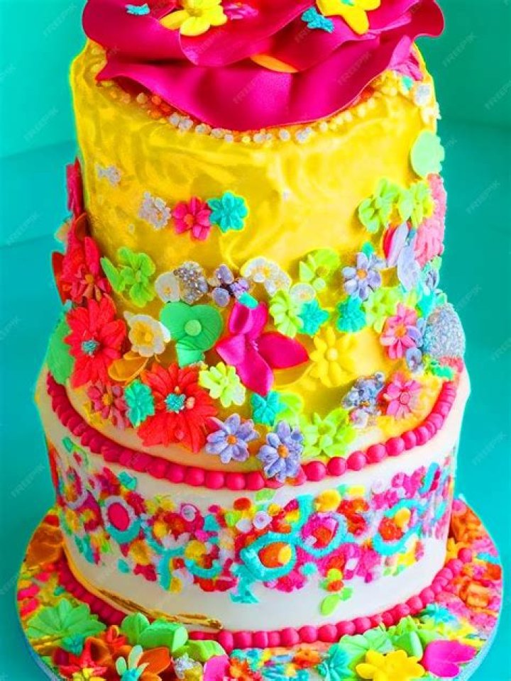 Beautiful birthday cake with bright decor Beautiful birthday cake with bright decor