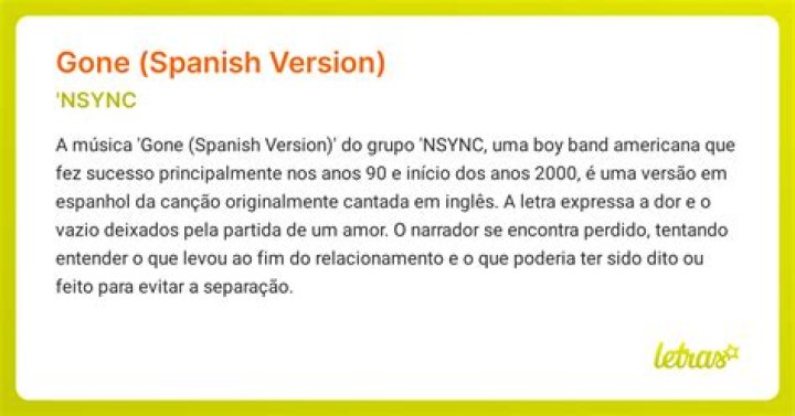 Gone (Spanish Version) - *nsync - songs to twerk to in spanish