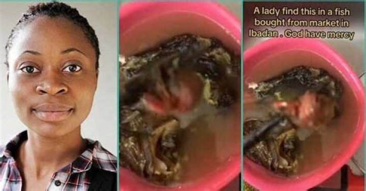 Lady displays strange object she found inside fish