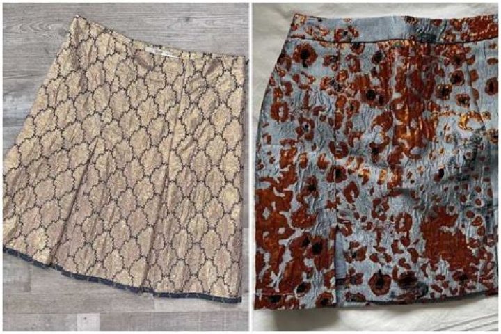 Two damask mini-skirts with different patterns Two damask mini-skirts with different patterns