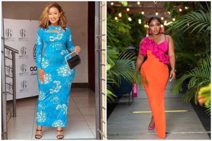 Two ladies displaying different styles of damask shift dress Two ladies displaying different styles of damask shift dress