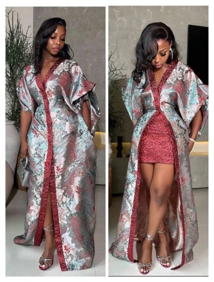 Two ladies showcasing damask high-low hem dress Two ladies showcasing damask high-low hem dress