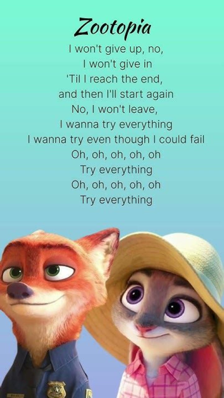 Zootopia - Try Everything (Lyrics, Shakira) - Disney's Zootopia(2016)